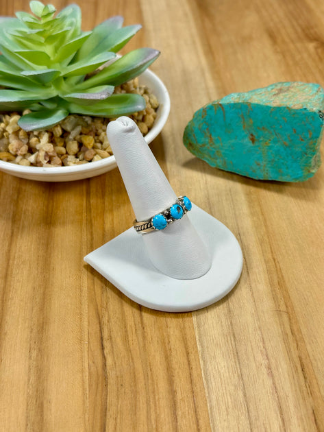 Kingman Turquoise 3 Stone Sterling Silver Ring – Turquoise Texas