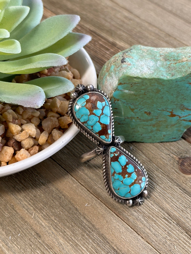 #8 Turquoise 2 Stone Ring – Turquoise Texas